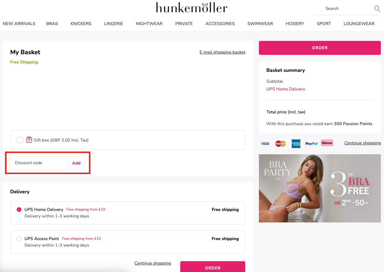 Hunkemoller discount code