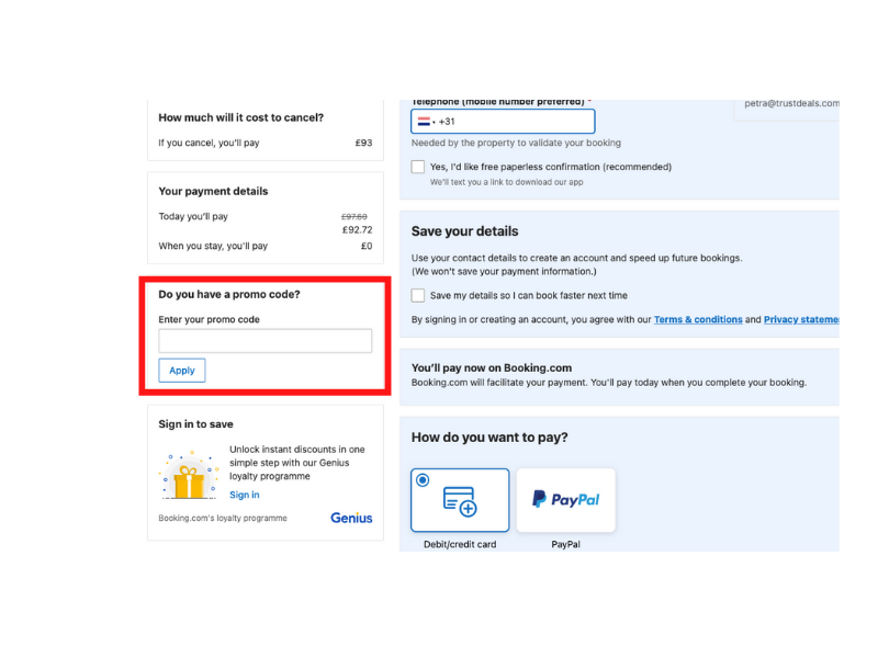 Booking.com discount code