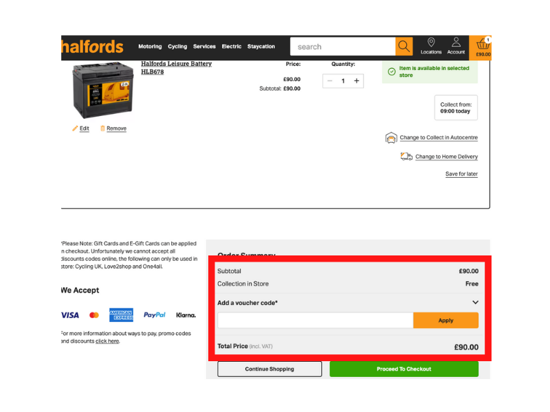 Halfords discount code