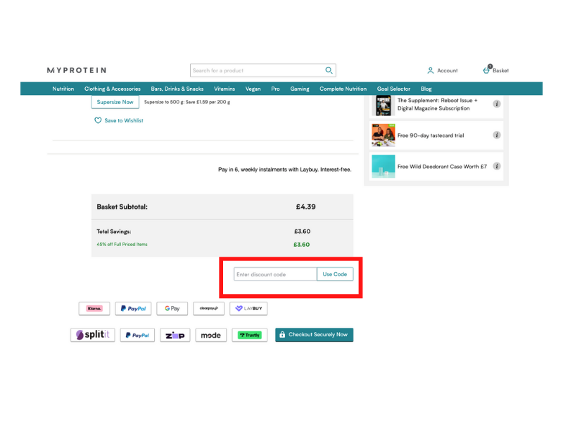 MyProtein discount code