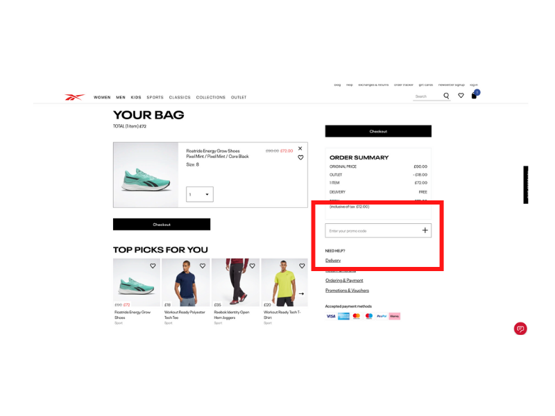 Reebok discount code